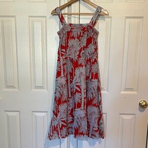 Talbots Red and White Palm Print Dress